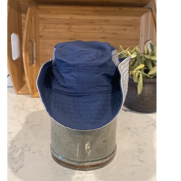 REI Built On Purpose 4Y-7Y sun hat with chin strap fold up or down blue gray - Picture 1 of 8